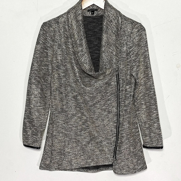 STELLA & DOT Women’s Rebel Gold Shimmer Knit Moto Jacket Zip Front Size XS - Picture 4 of 8